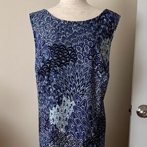 Connections peacock feather print dress